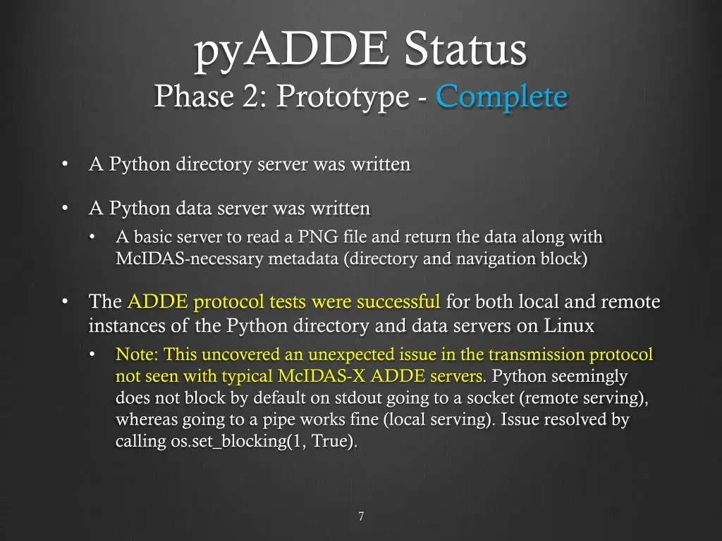 pyadde status phase 2 prototype complete