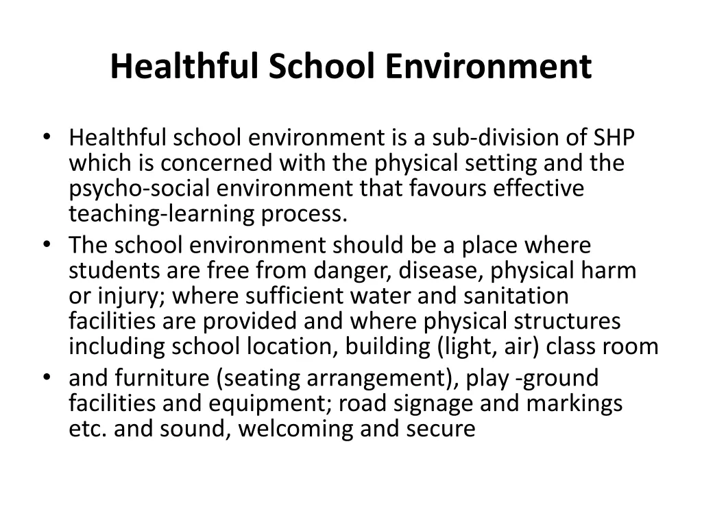 healthful school environment