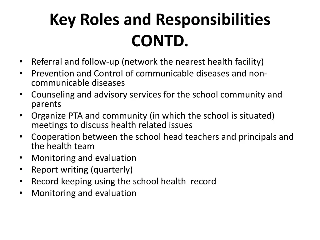 key roles and responsibilities contd 1