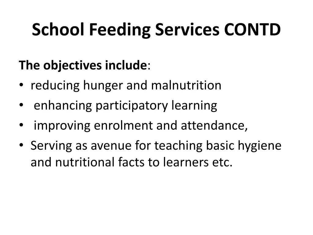 school feeding services contd