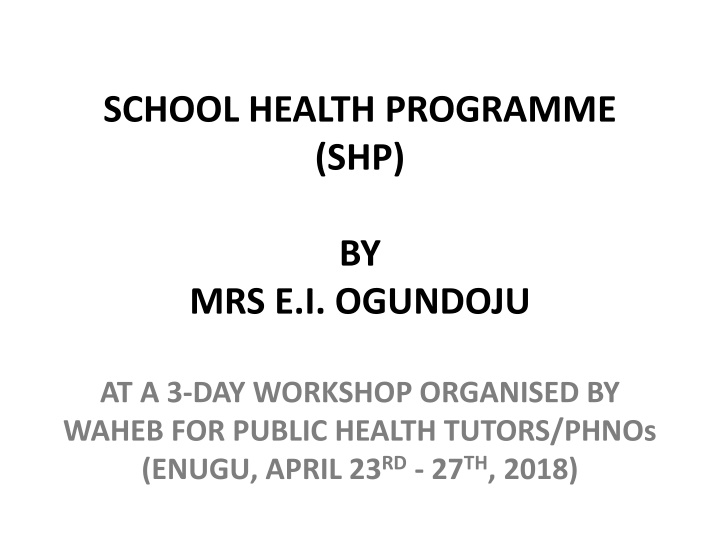 school health programme shp