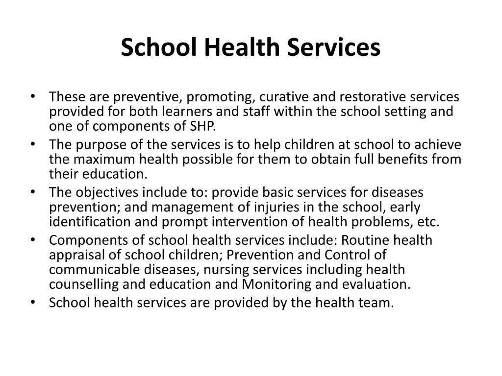 school health services