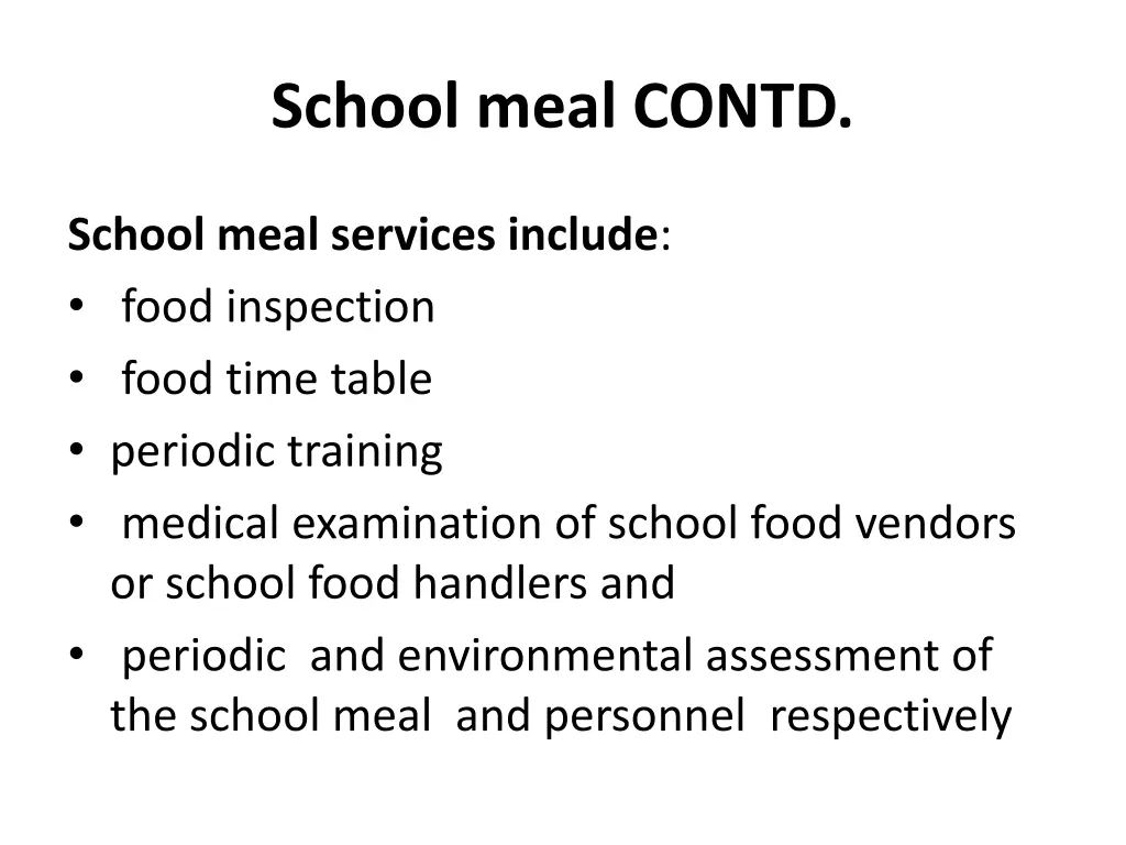 school meal contd