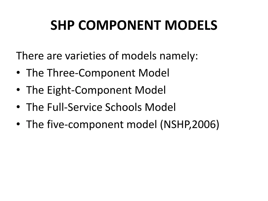 shp component models