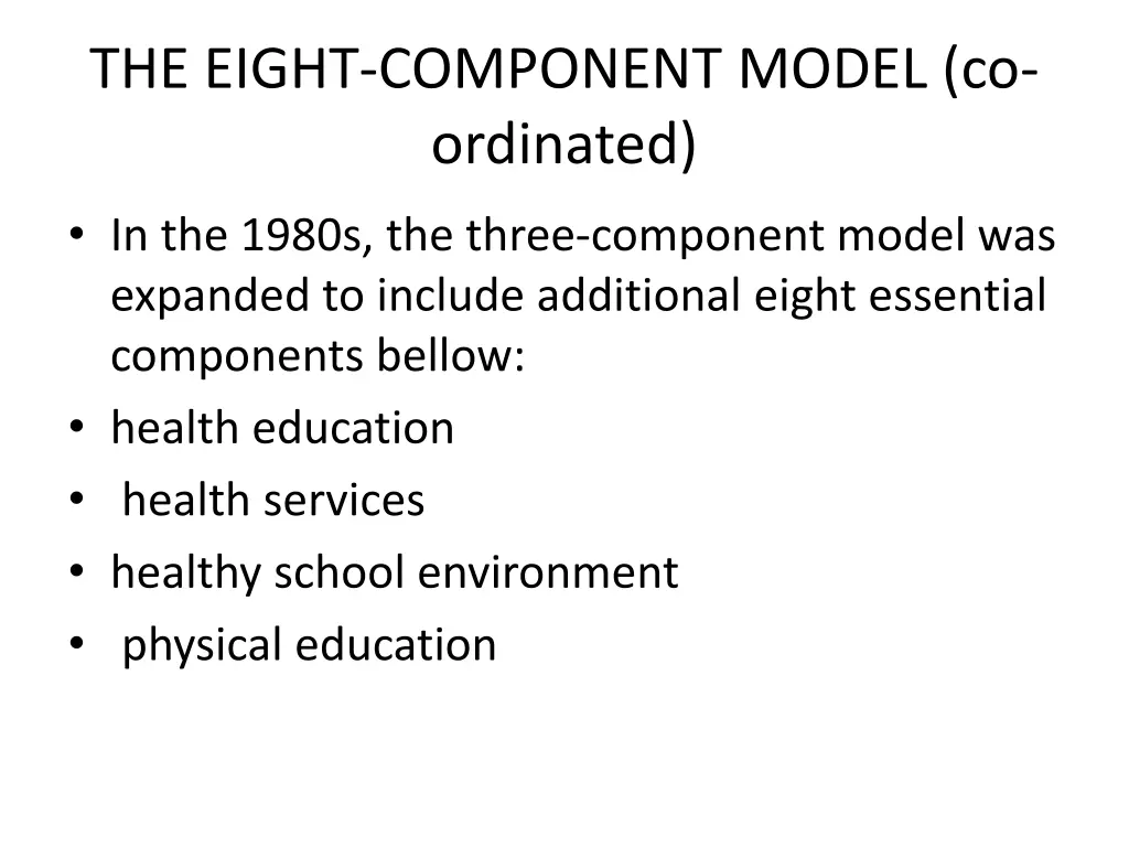 the eight component model co ordinated