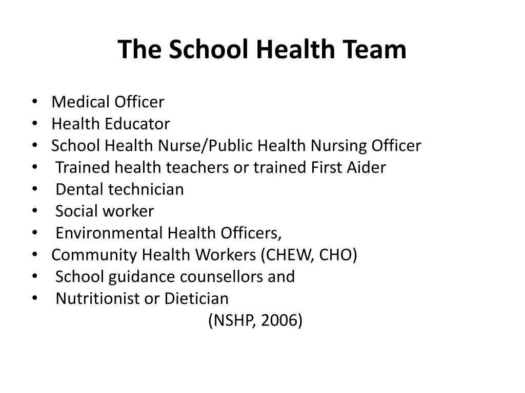 the school health team