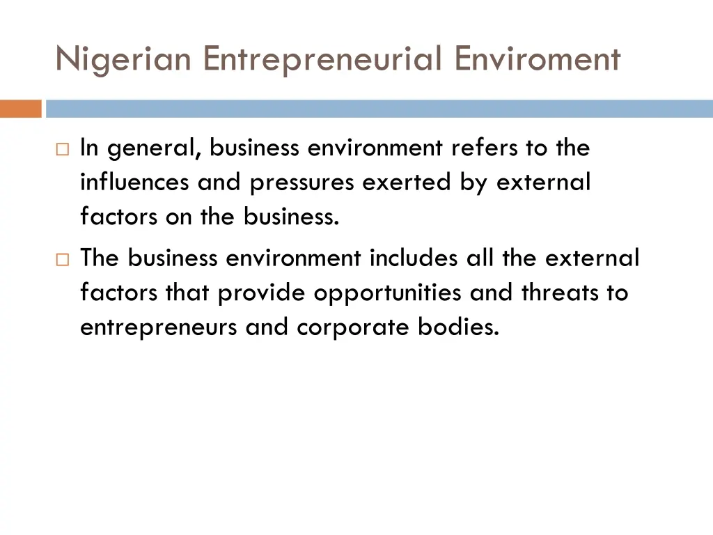 nigerian entrepreneurial enviroment