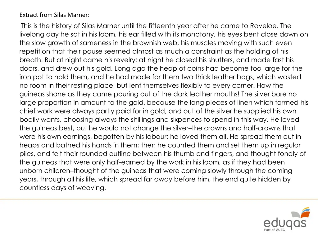 extract from silas marner this is the history