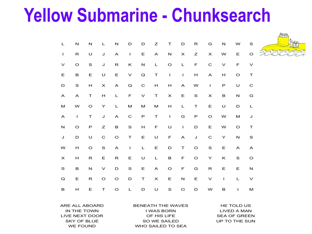 yellow submarine chunksearch