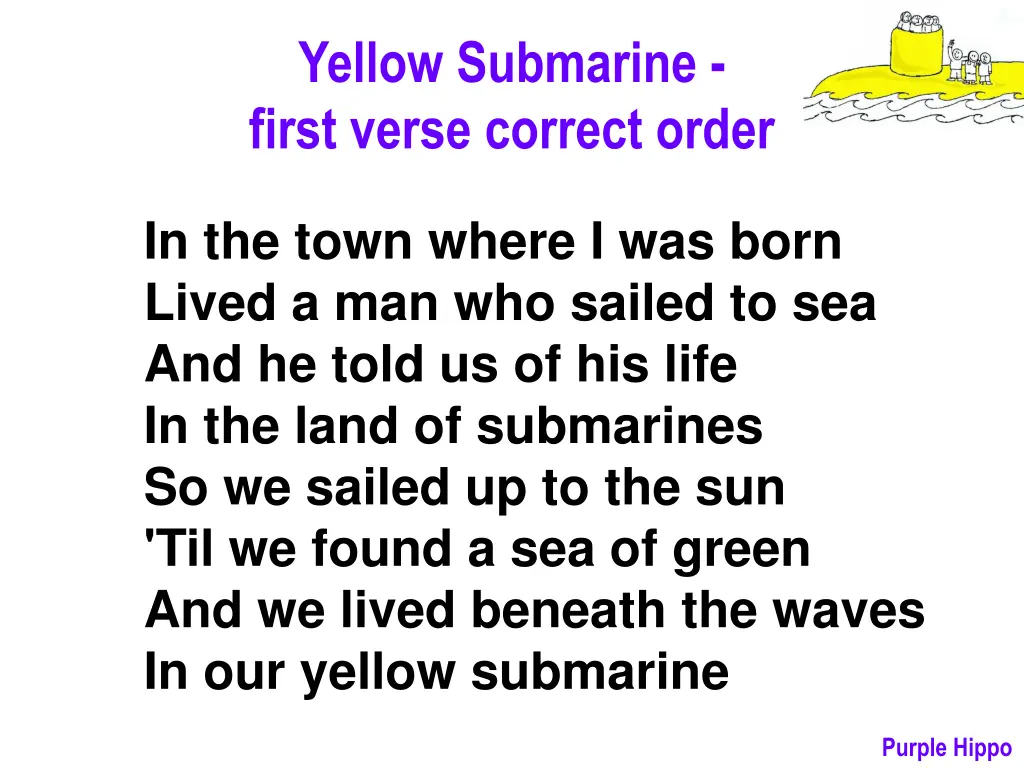 yellow submarine first verse correct order