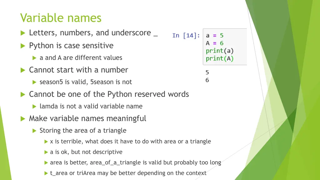 variable names letters numbers and underscore