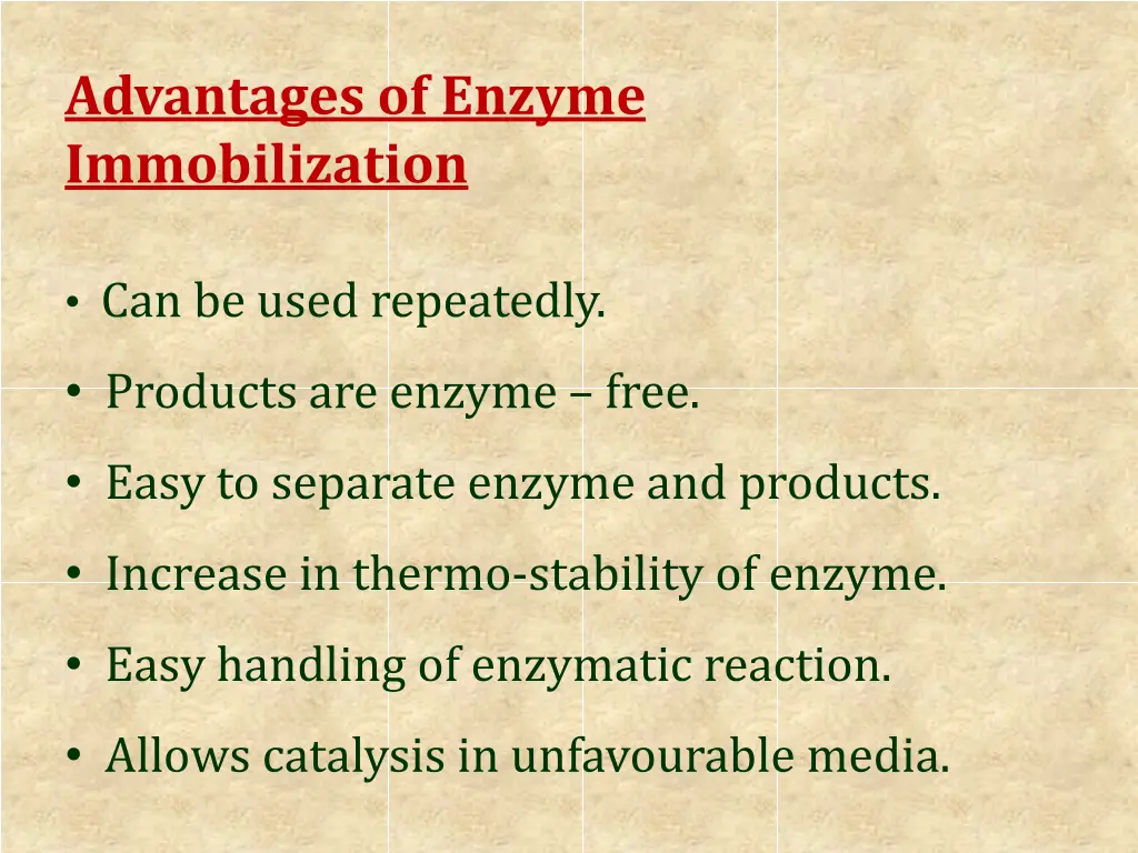 advantages of enzyme immobilization