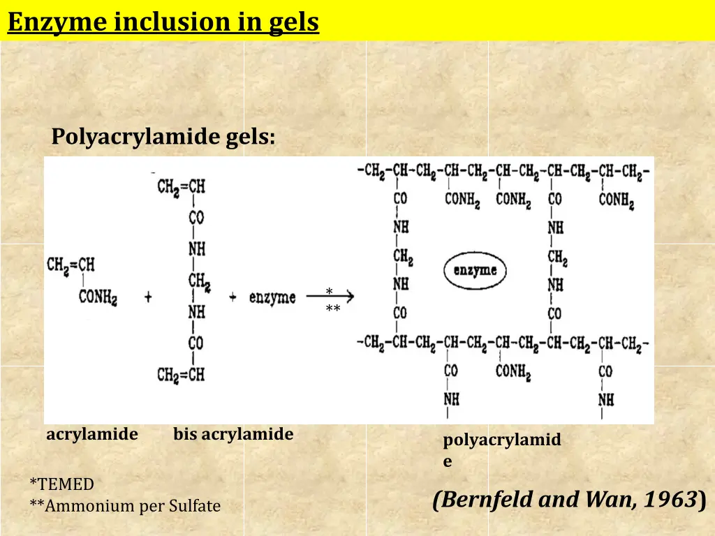 enzyme inclusion in gels