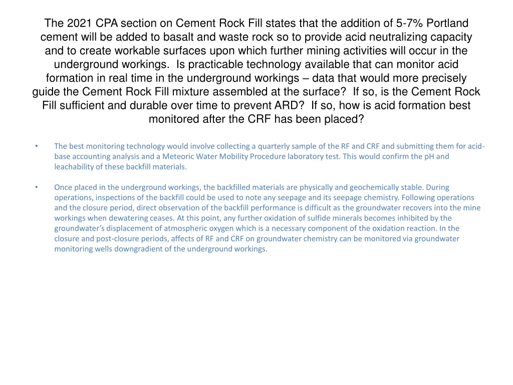 the 2021 cpa section on cement rock fill states