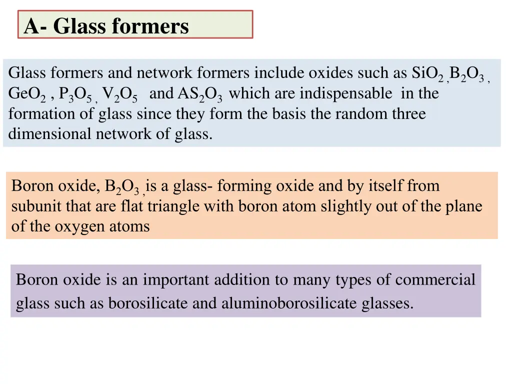 a glass formers