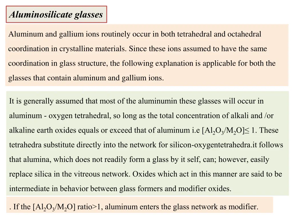 aluminosilicate glasses