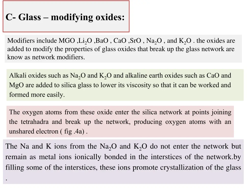 c glass modifying oxides