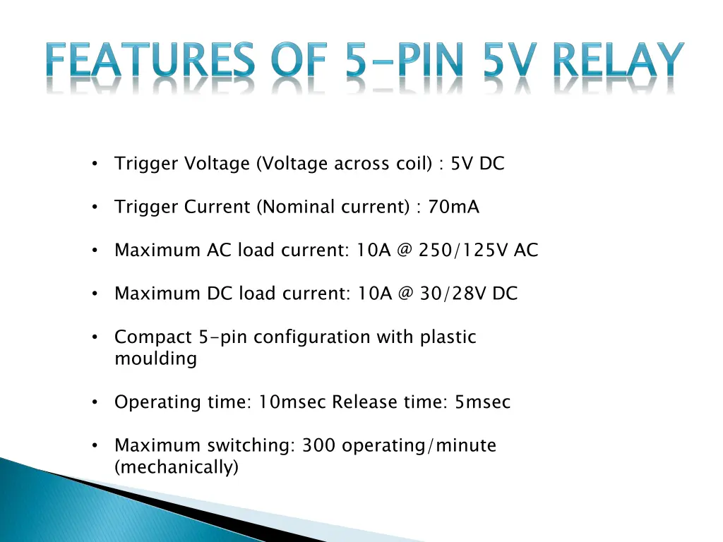 trigger voltage voltage across coil 5v dc