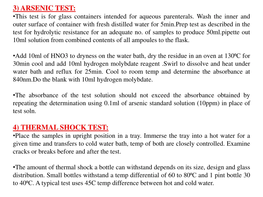 3 arsenic test this test is for glass containers