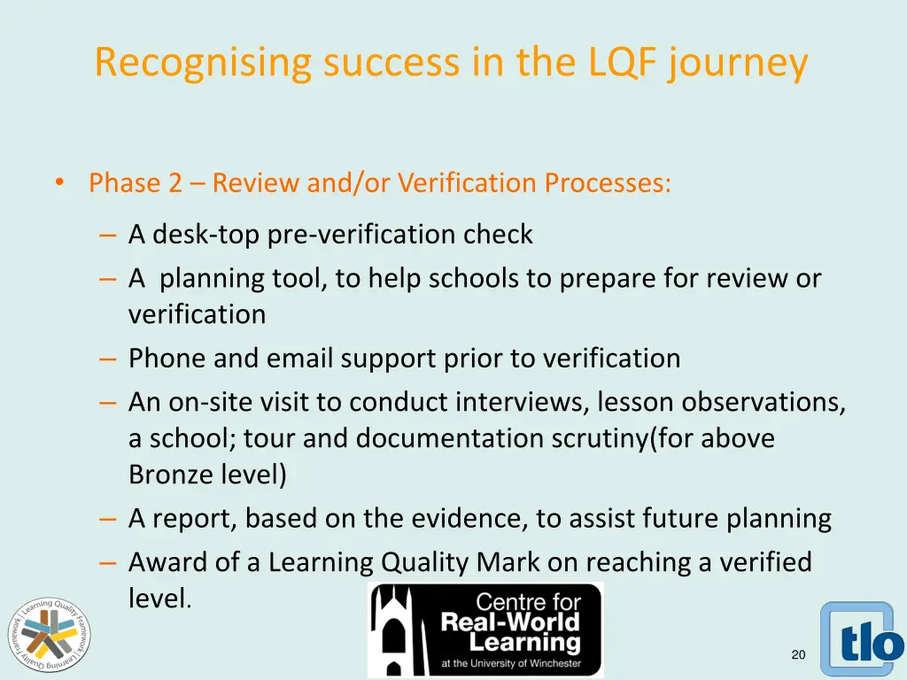 recognising success in the lqf journey