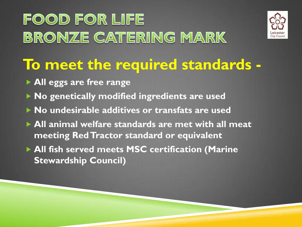 food for life bronze catering mark