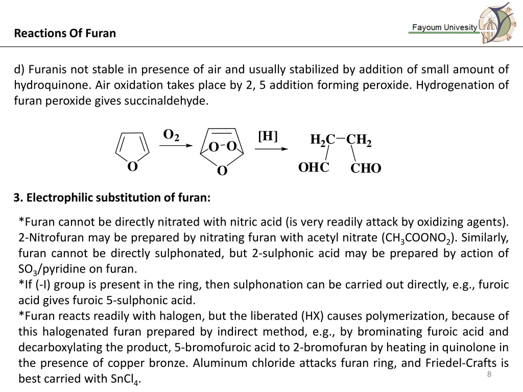 reactions of furan 2