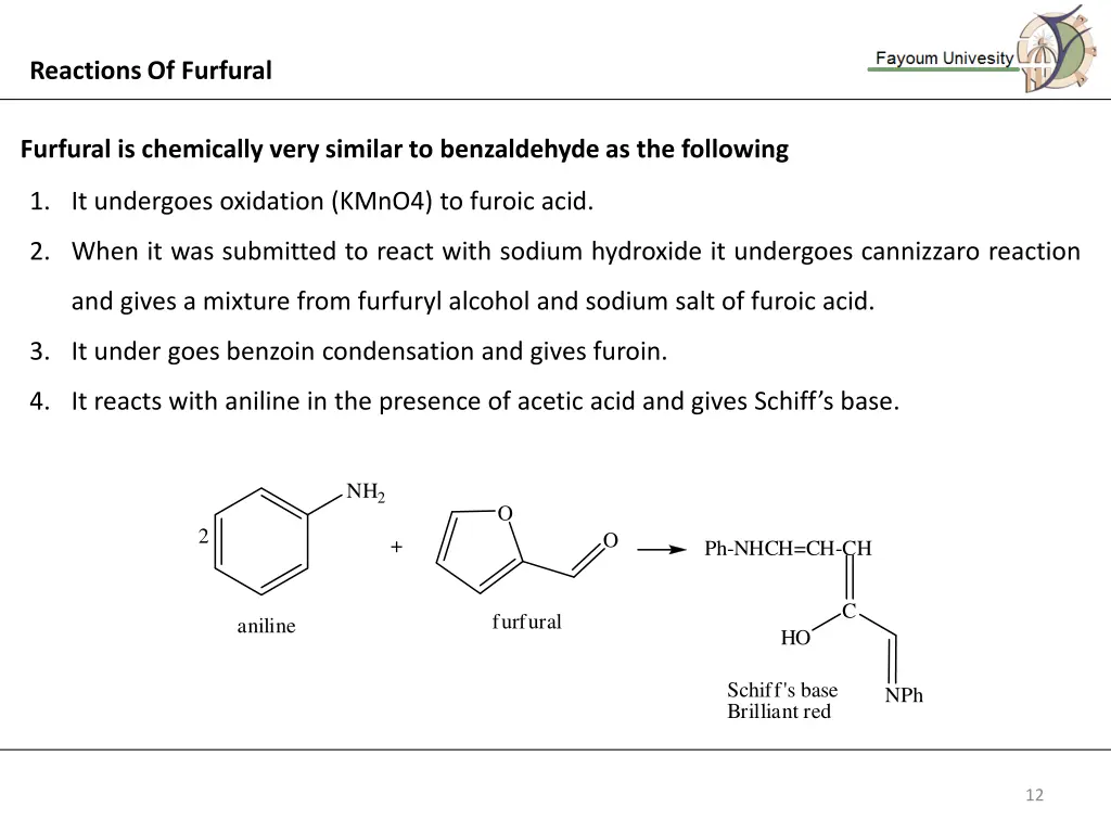 reactions of furfural