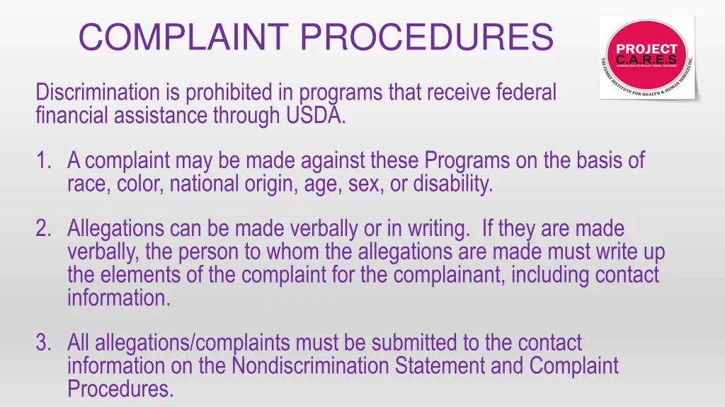 complaint procedures