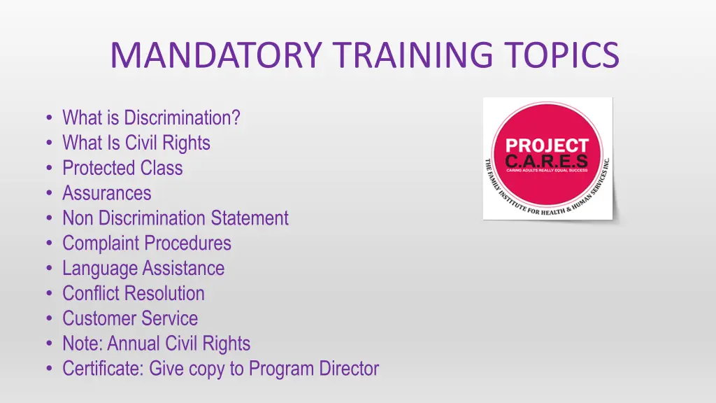 mandatory training topics