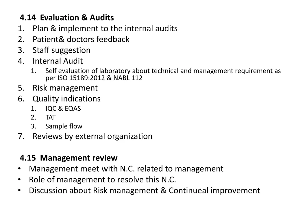 4 14 evaluation audits 1 plan implement