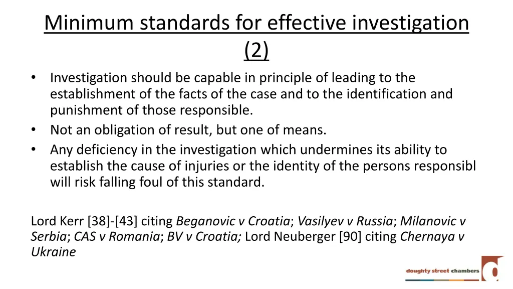 minimum standards for effective investigation 2