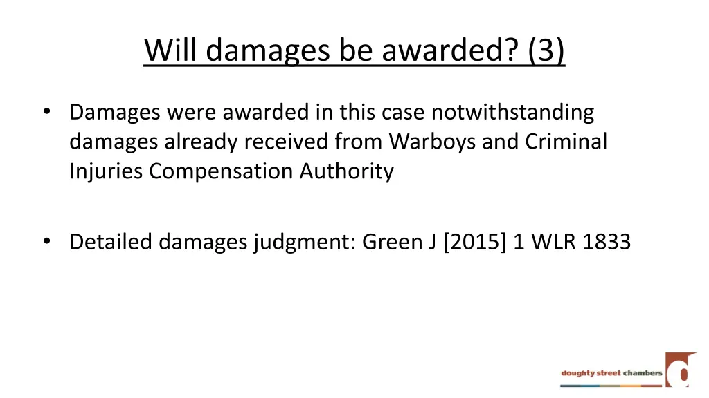 will damages be awarded 3