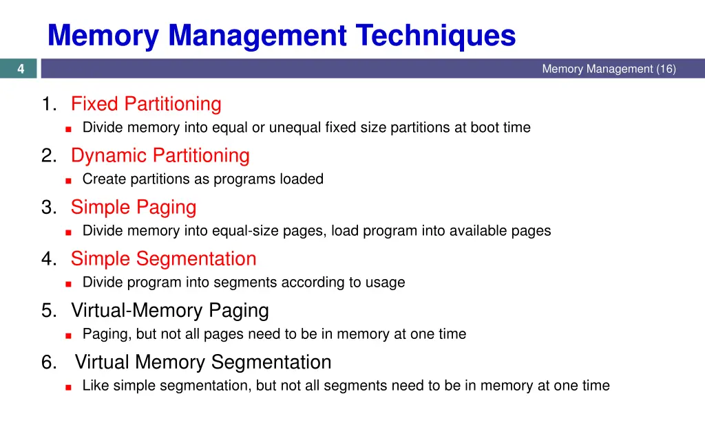 memory management techniques