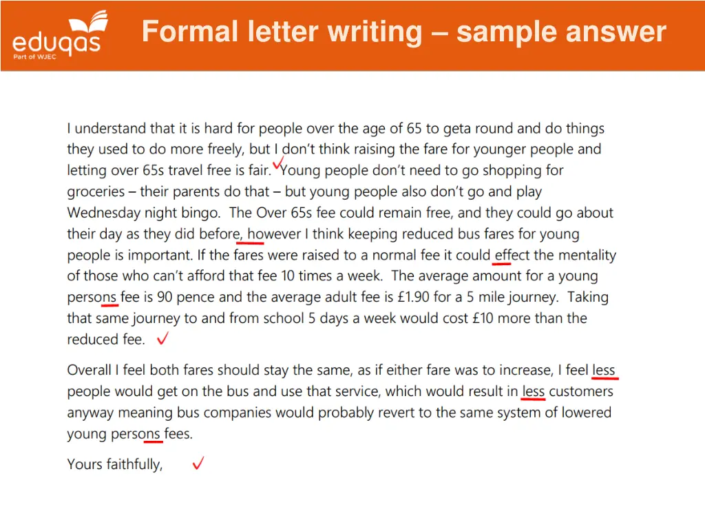 formal letter writing sample answer 2