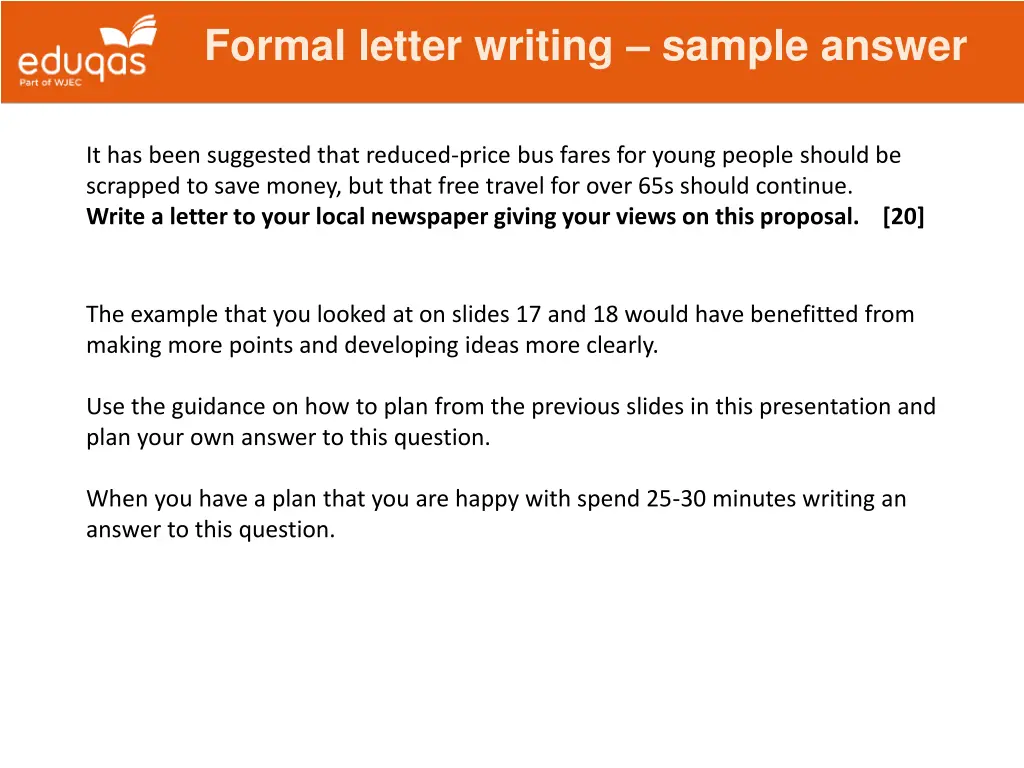 formal letter writing sample answer 4