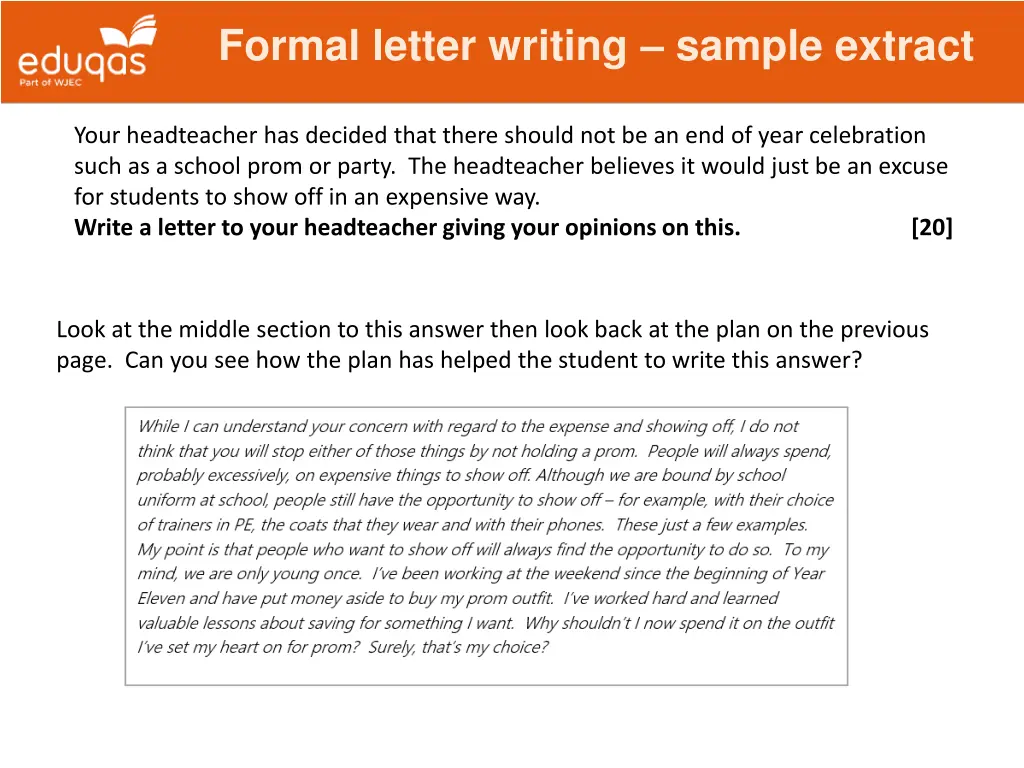 formal letter writing sample extract 1