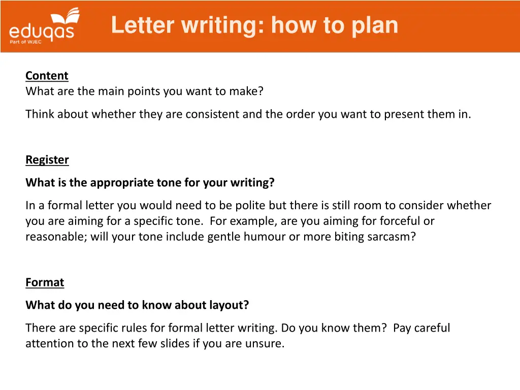 letter writing how to plan 1