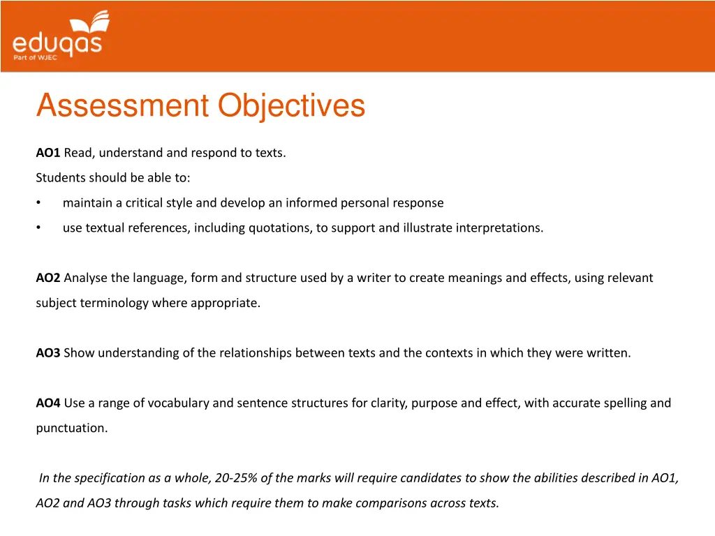 assessment objectives