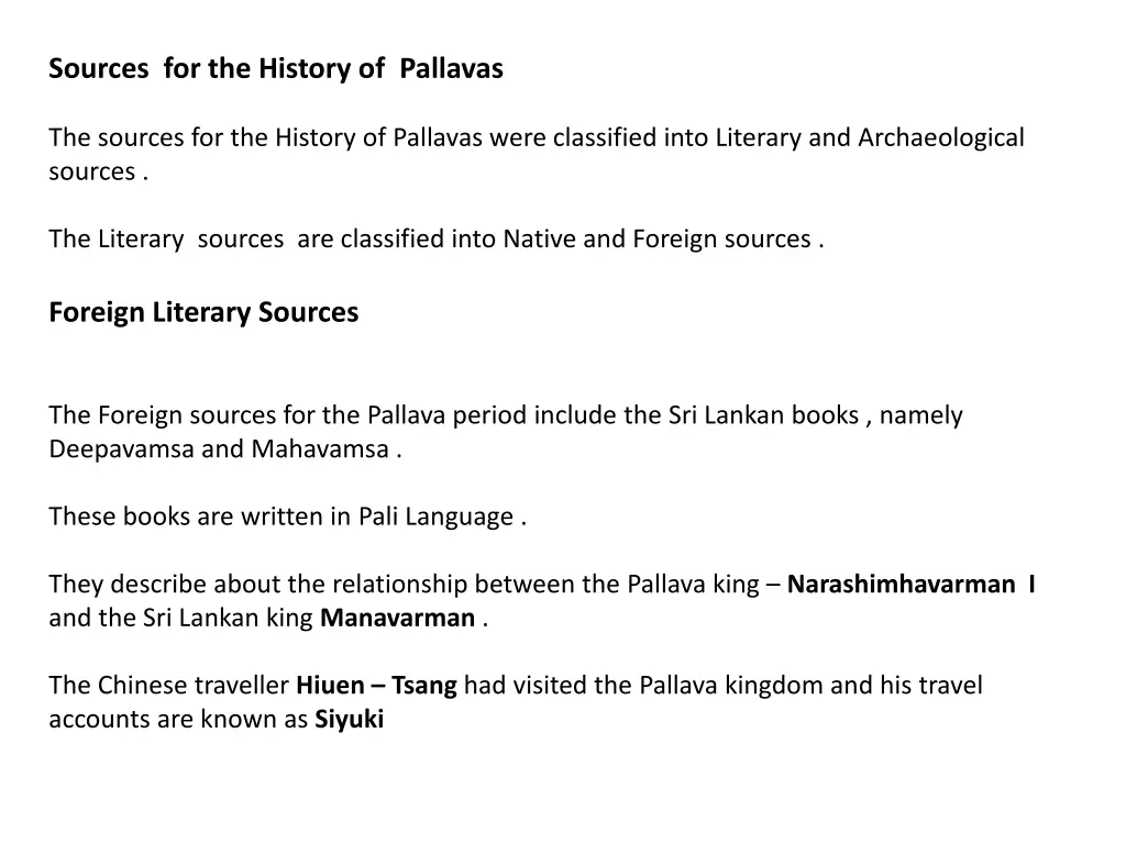 sources for the history of pallavas