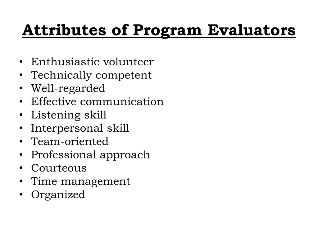 attributes of program evaluators