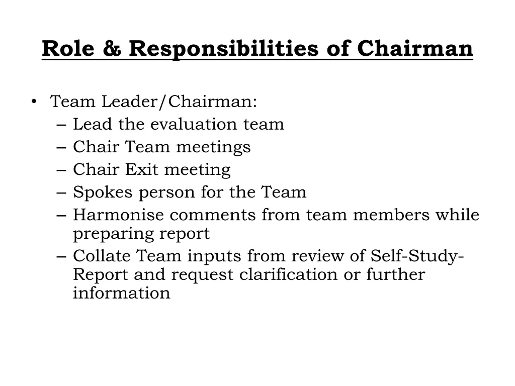 role responsibilities of chairman