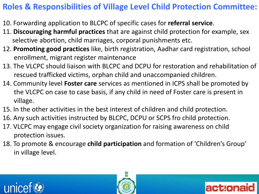 roles responsibilities of village level child 1