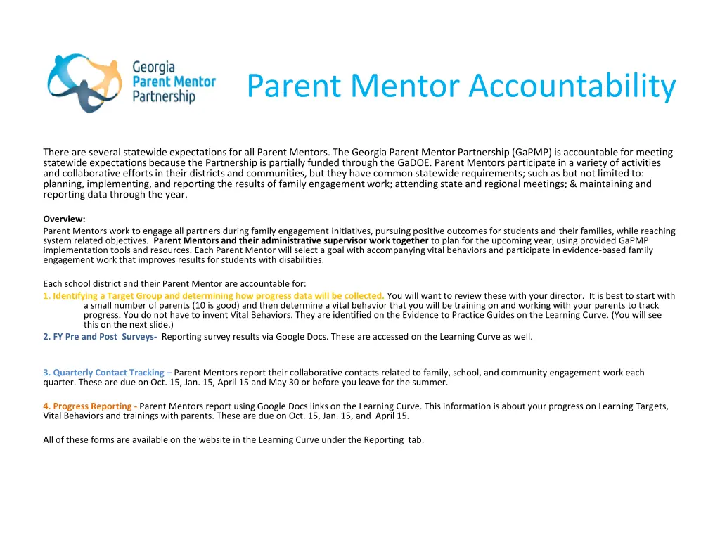 parent mentor accountability