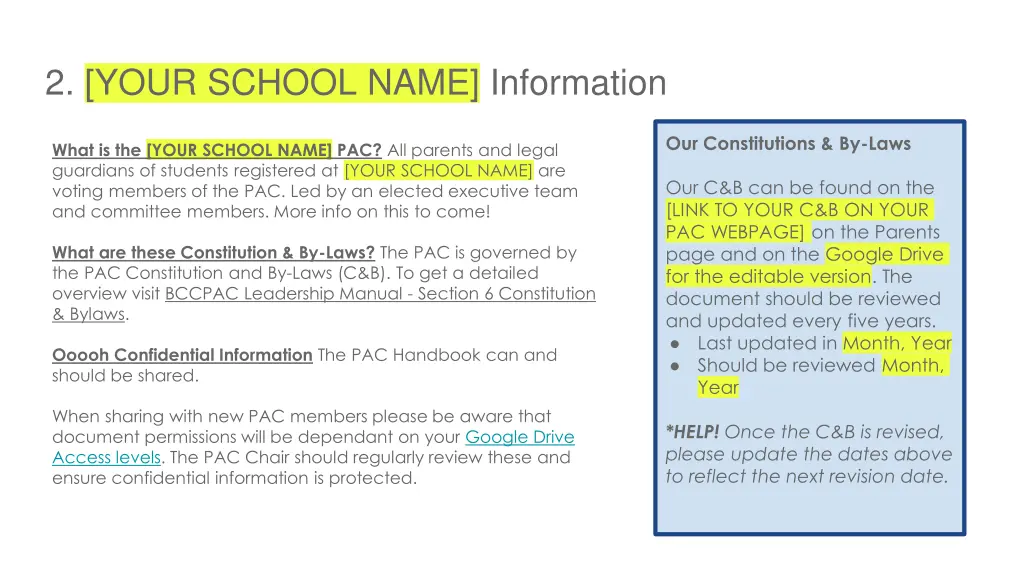 2 your school name information