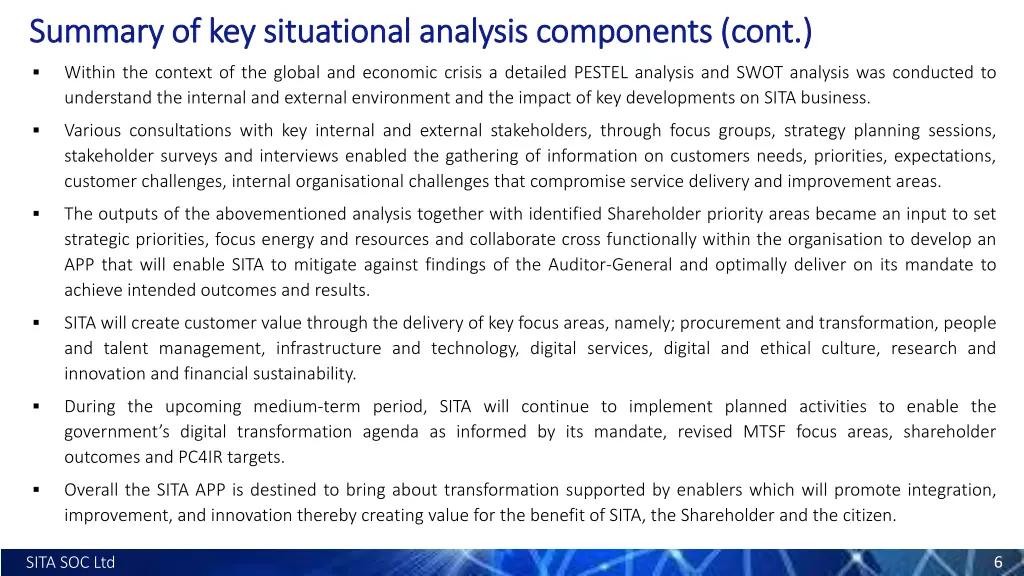 summary summary of key situational analysis