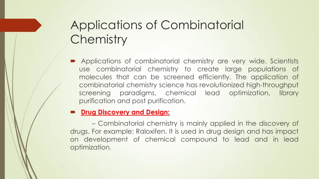 applications of combinatorial chemistry