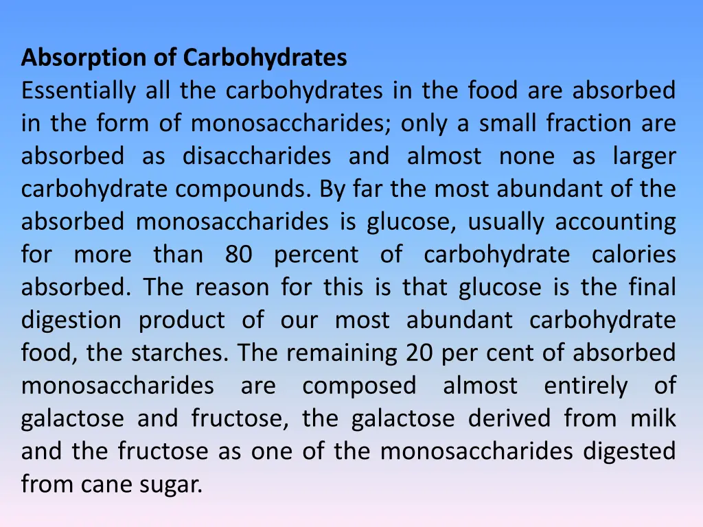 absorption of carbohydrates essentially