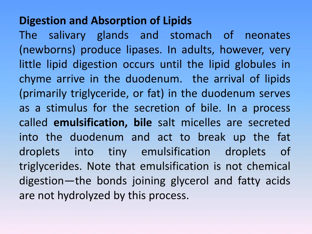 digestion and absorption of lipids the salivary