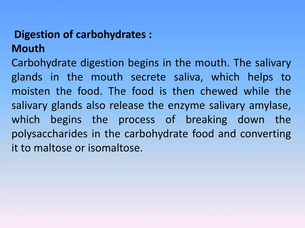 digestion of carbohydrates mouth carbohydrate