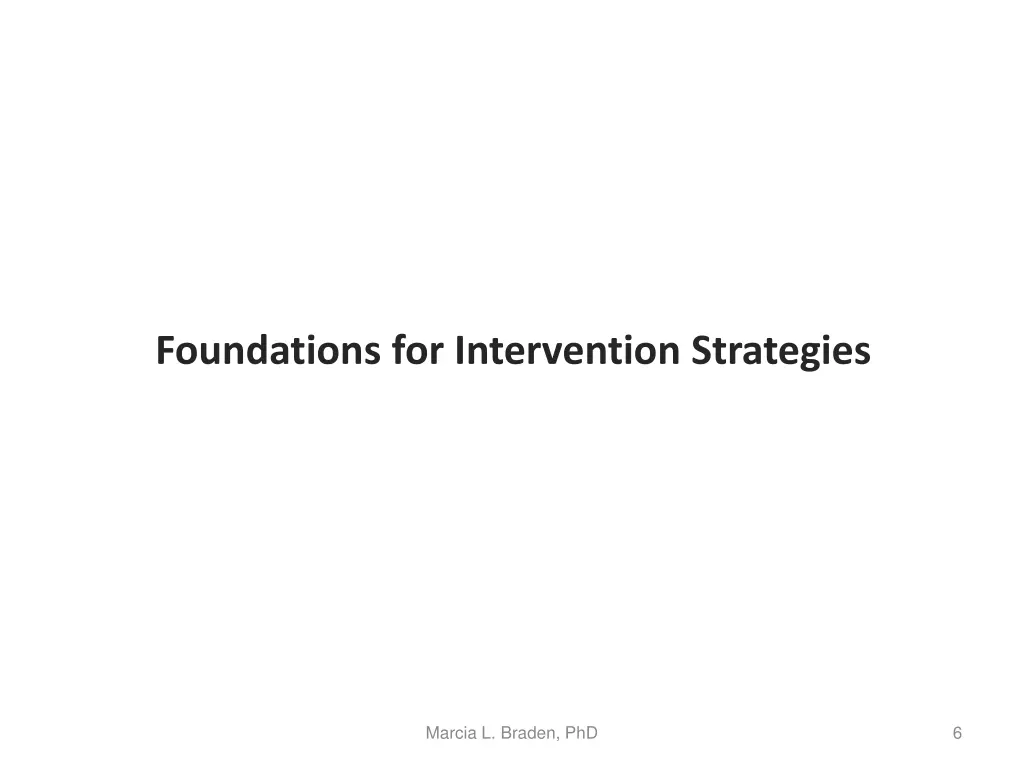 foundations for intervention strategies